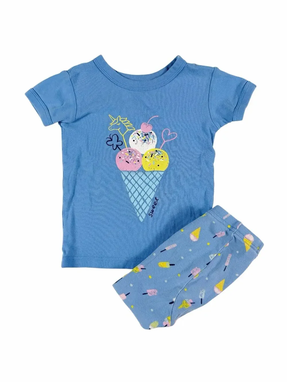Baby Gap Ice Cream Pajama Set Blue Short Sleeve Size 3 Years